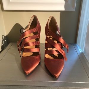 JCrew Adriana satin Adrianna buckle pumps